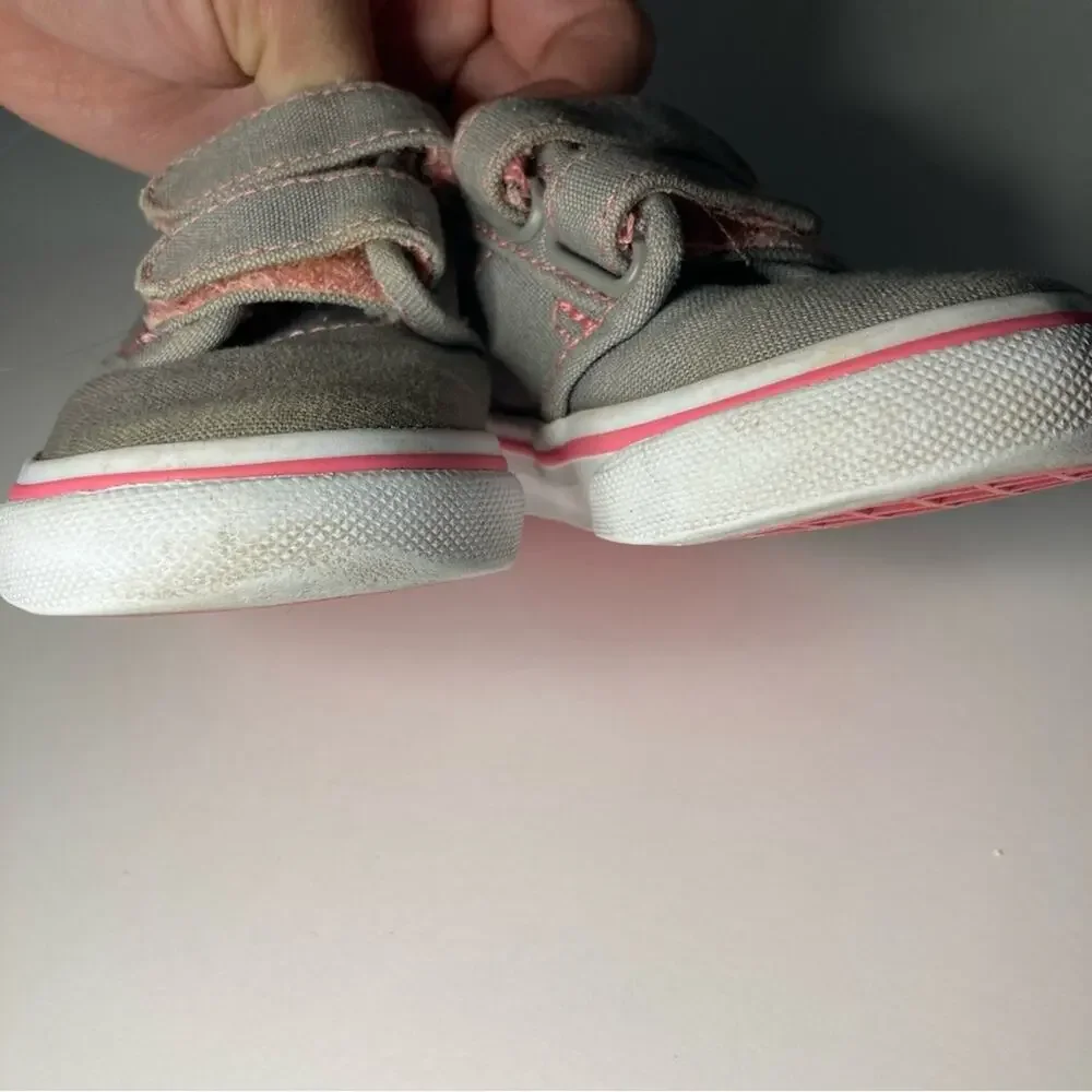 Vans Gray Pink Skate Double Velcro Strap Sneakers Shoes Toddler 5